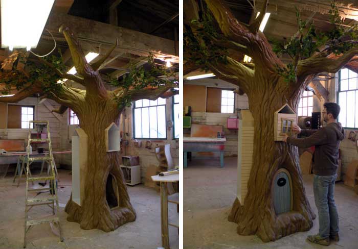 為遼寧童樂幼兒園制作的泡沫仿真樹儲物柜－淡水河谷