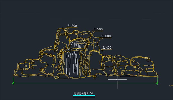 塑石假山cad施工圖、效果圖免費(fèi)下載－北京淡水河谷