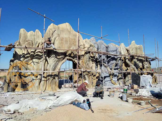 承德豐寧大灘鎮仿真樹大門制作過程續集－淡水河谷制作