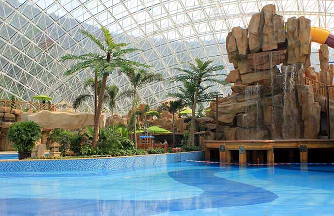 四川成都塑石假山制作及仿真樹、仿木平臺制作完美竣工