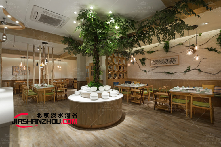 上海海底撈黑橡樹仿真樹實現把樹搬進餐廳別有一番f情