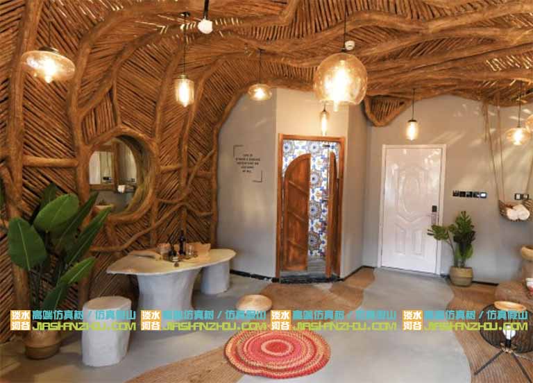 美仿真山洞酒店是用什么材料制作的