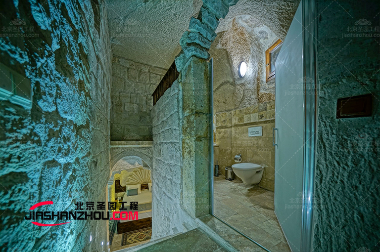 為陜州區岔里古村打造人造洞穴民宿浴室設計樣板房