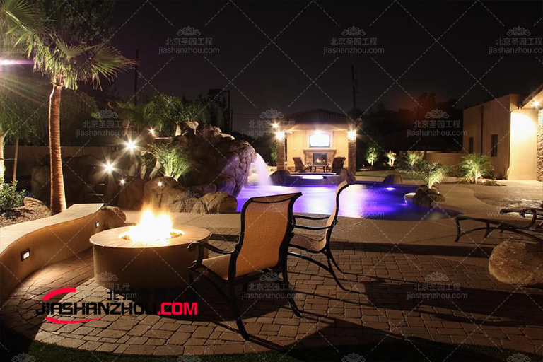 索菲特酒店后院庭院水泥塑石假山景觀設計實景圖大全