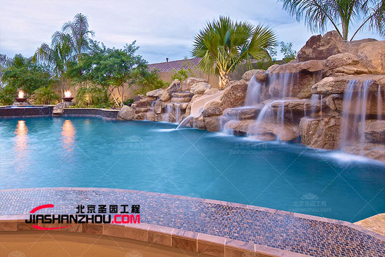 承接鹽城市建湖縣弘森產(chǎn)業(yè)園GRC塑石假山水池景觀