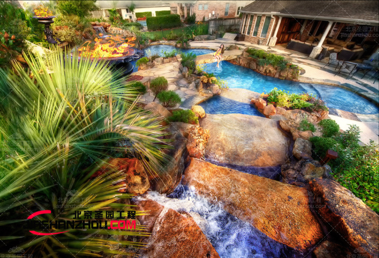 承接江蘇省大豐市青嵐生態園塑石假山GRC水池景觀制作工程