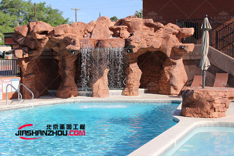 無(wú)錫錫山景園山莊塑石假山TCP水池景觀制作