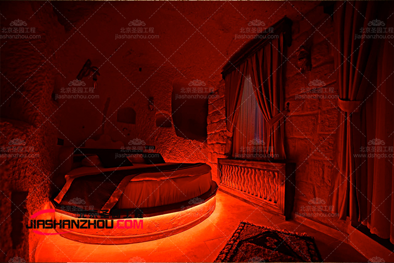 不同類型床配合仿真窯洞客棧設計布局的圖庫