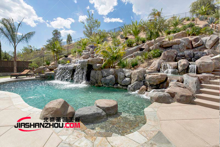 南昌安義鼎湖家園生態旅游度假村塑石假山水池景觀設計
