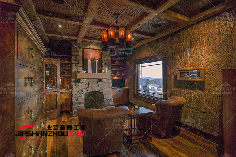 室內裝修特殊墻面材料飯店仿真樹皮酒店裝修樹皮效果圖