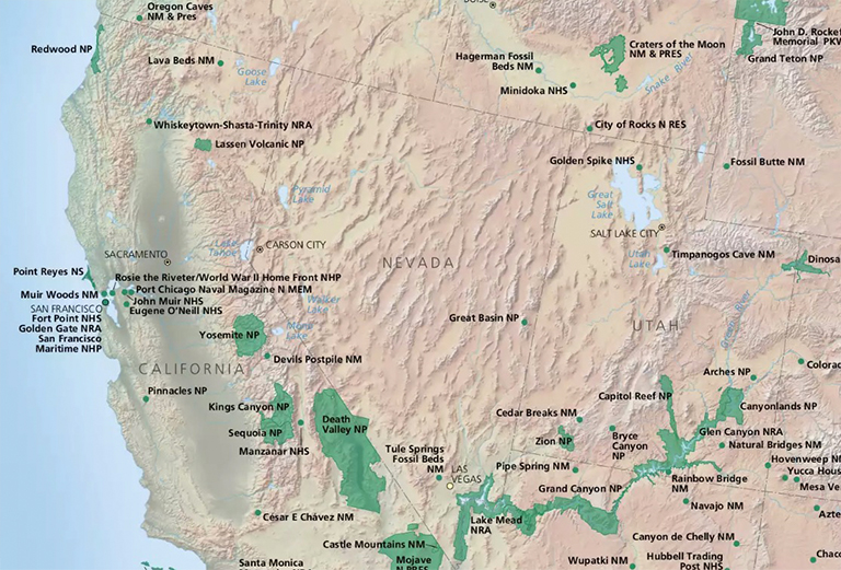內(nèi)華達(dá)州國家公園的NPS地圖