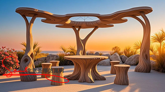 水泥仿木花架.jpeg 水泥仿木花架