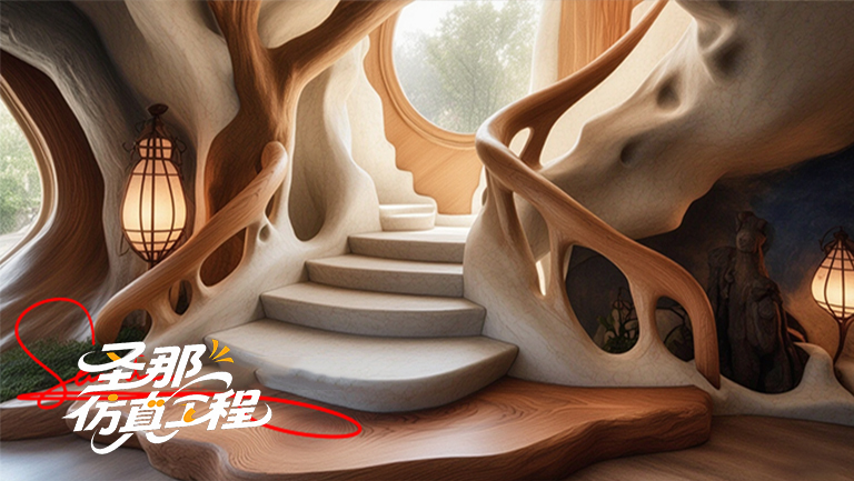 水泥仿木樓梯